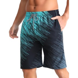 iCKER Swimming Shorts Men Swim Trunks Quick Dry Board Shorts Summer Beach Shorts with Mesh Lining,Green STK423,XL