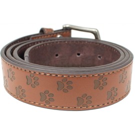 Cat Paw Print Leather Belt Strap and Metal Buckle 1.25" Wide with Snaps - Kitten Mom Animal Lover Kitty Beans (Brown-XS)