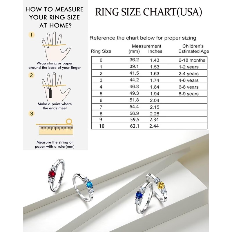 AILAAILA Rings for Little Girls Birthstone Rings Size 1 2