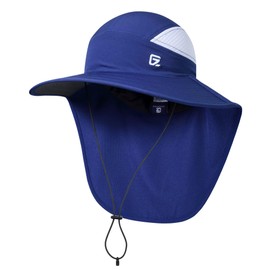 GADIEMKENSD Foldable Wide Brim Sun Hat with Neck Flap Womens Running Bucket Hats with String Summer Sunhats Fishing Caps Boonie Mesh Cap for Men Gardening Outdoor Adventures Golf Blue 58 cm