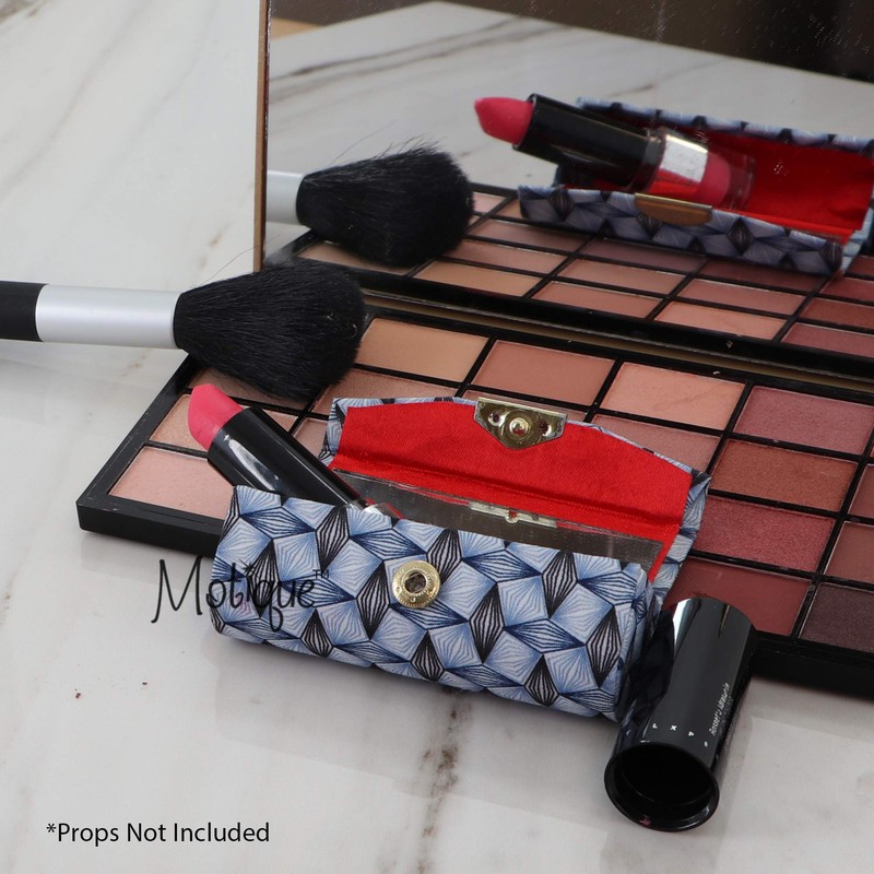 Motique Accessories Diamond Pattererned Fabric Lipstick Case with Mirror for