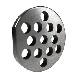 Grinder Plate with 1 Flat Edge for #22 Grinders, Butcher Boy, with 1/2 Holes for Course Chili