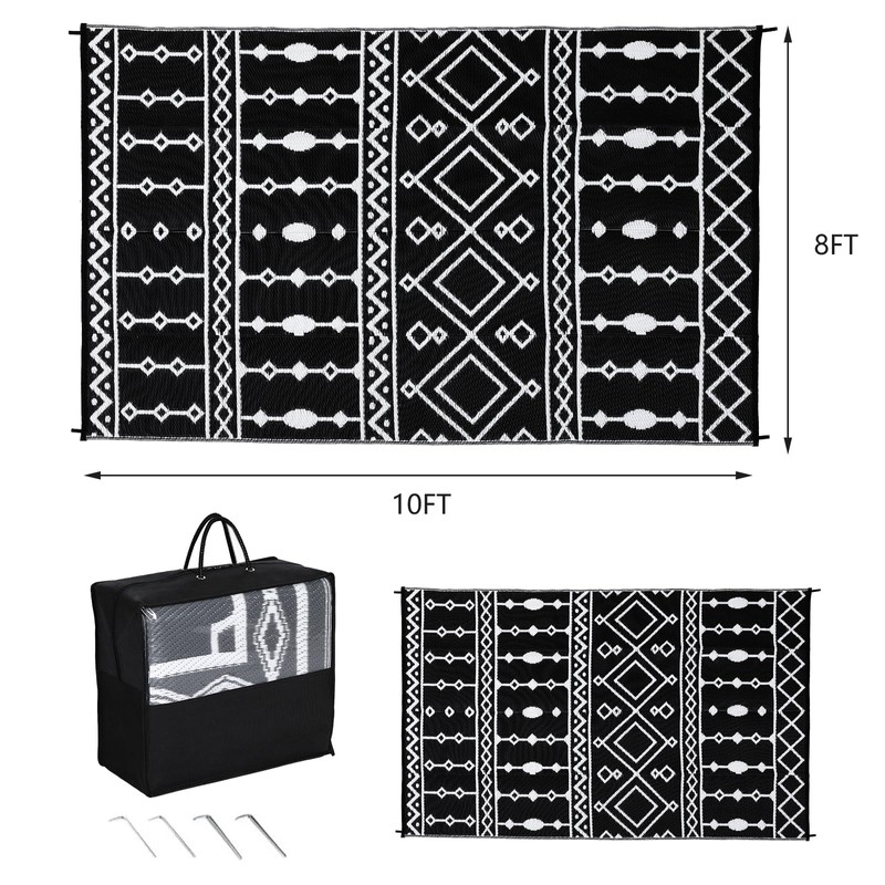 GarveeLife Outdoor Rug for Patio, 8x10FT Reversible Plastic Straw Rug,