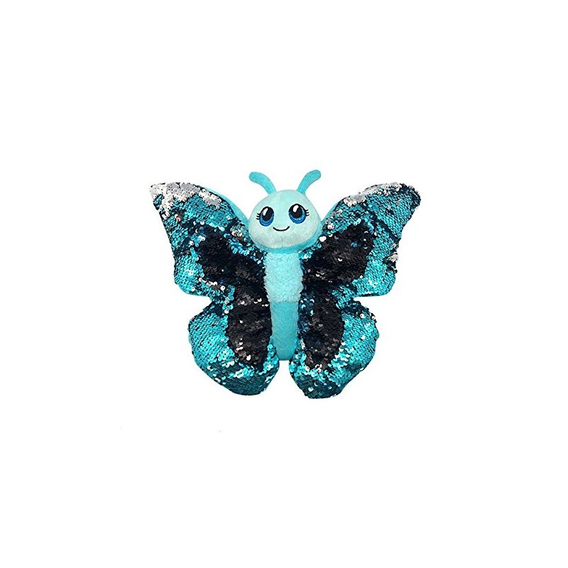 Sequinimals Sequin Blue Butterfly Plush Stuffed Animal, Reversible Sequins Blue/Turquoise