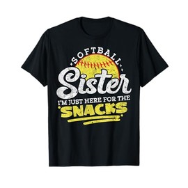 Softball Sister I'm Just Here for the snacks Funny retro T-Shirt