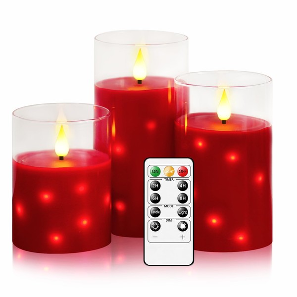 Thorbling Glass Housings Flameless Candles with Real Wax & Flickering