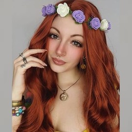 Auburn Lace Front Wig Copper Brown Heat Resistant Afro Wig Red Ginger Real Hair Long Glueless Wigs for White Women Synthetic Lace Front Wig Drag Cosplay Daily 26Inch