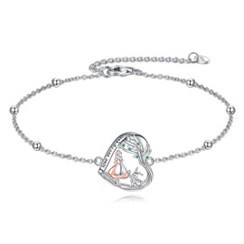 Vadmans Alice Rabbit Bracelet Sterling Silver Wonderland Heart Bracelet I Love You Forever Jewelry Gift for Women