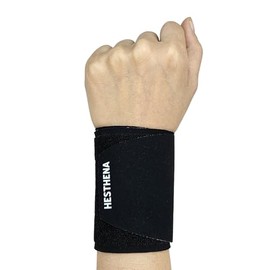 HESTHENA Wide-coverage Wrist Brace Lightweight Colorful Slim Normal Pain (Black)