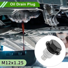 HOPESPANNER Universal Oil Drain Plug Anti Leakage Oil Pan Drain Bolt Screw Thread Repair Aluminum Copper 2 Set with Gasket Black White Magnetic M12x1.25