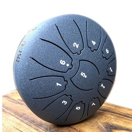 弥音閣タングドラム スリットドラム 11音 6インチ 収納袋付き 楽器 打楽器 ヨガ 瞑想 禅 祈り 楽譜付き (紺色)