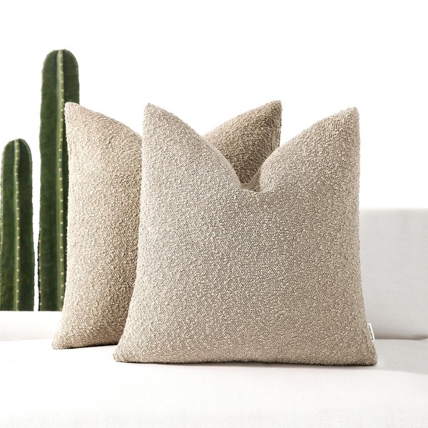 ROMANDECO Boucle Decorative Throw Pillow Covers for Couch Set of