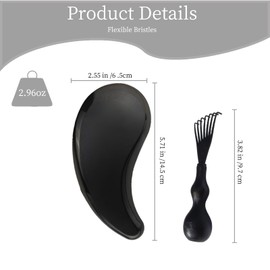 Comma-Shaped Small Dog Brush and Cleaning Comb, Fit for Yorkie, Shih Tzu, Maltese Maltipoo Pomeranian - Gentle Soft Bristles for Effortless Pet Hair Removal, Puppy Essentials (Black)