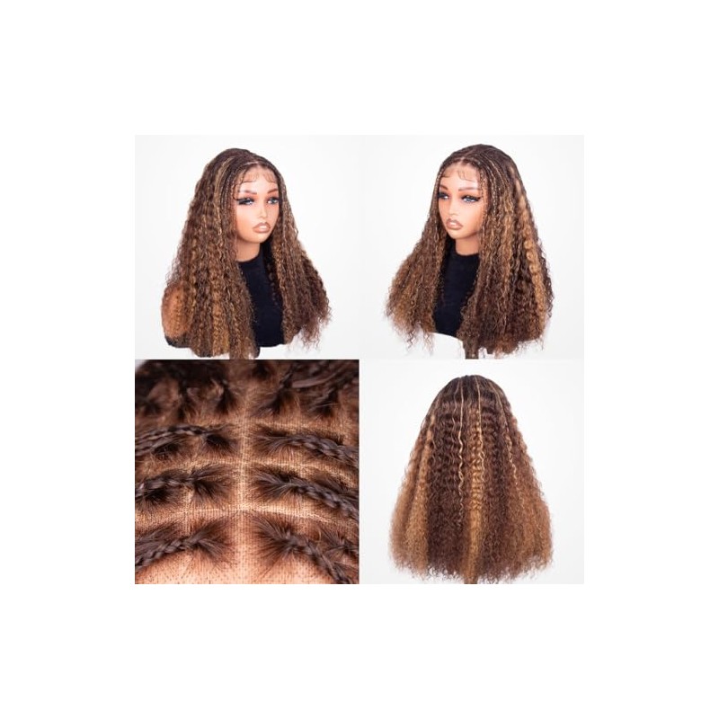 Ombre Braided Wigs for Black Women 200% Density Glueless Wigs