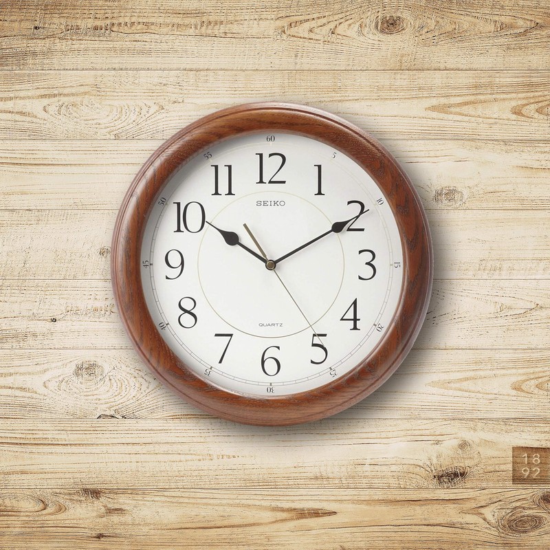 Seiko Wall Clock Quiet Sweep Second Hand Dark Brown Solid