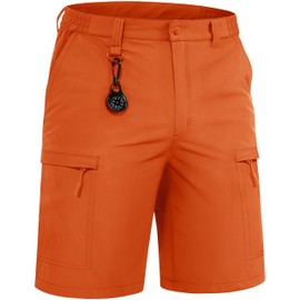 TACVASEN Mens Golf Shorts Lightweight Water Resistant Cargo Shorts for Hiking Fishing Cycling Beach Sports Stretch Orange 32