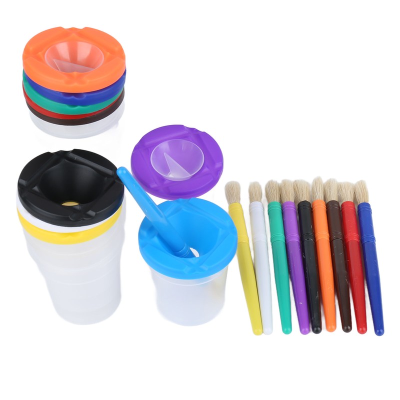 10 Pieces Spill Proof Paint Cups Kids Painting Set with