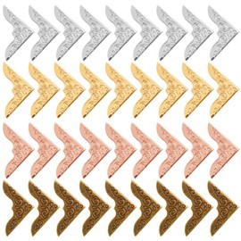 80 Pieces Metal Book Corner Protector, Vintage Iron Guard Cover Book Scrapbooking Corner Protector, 4 Colour Scrapbook Album Notebook Folder Corner Decorative Frame Angle Protector Covers (23 mm)