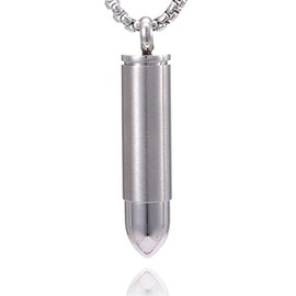 DonDon Men's Necklace Stainless Steel with Round Bullet Pendant Stainless Steel Silver