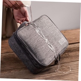PACKOVE 3-Layer Polyester Travel Storage Bag Multifunctional Electronics Accessories Organizer Case for Cables Power Banks and Gadgets Dark Grey