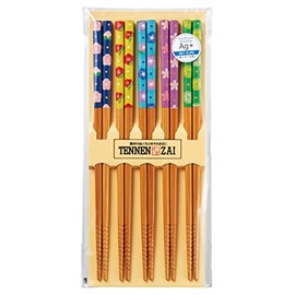 Ishida 67196 Chopsticks Silver Ion Antibacterial Flower Gokoro 5 Pair Set, 8.9 inches (22.5 cm), Brown
