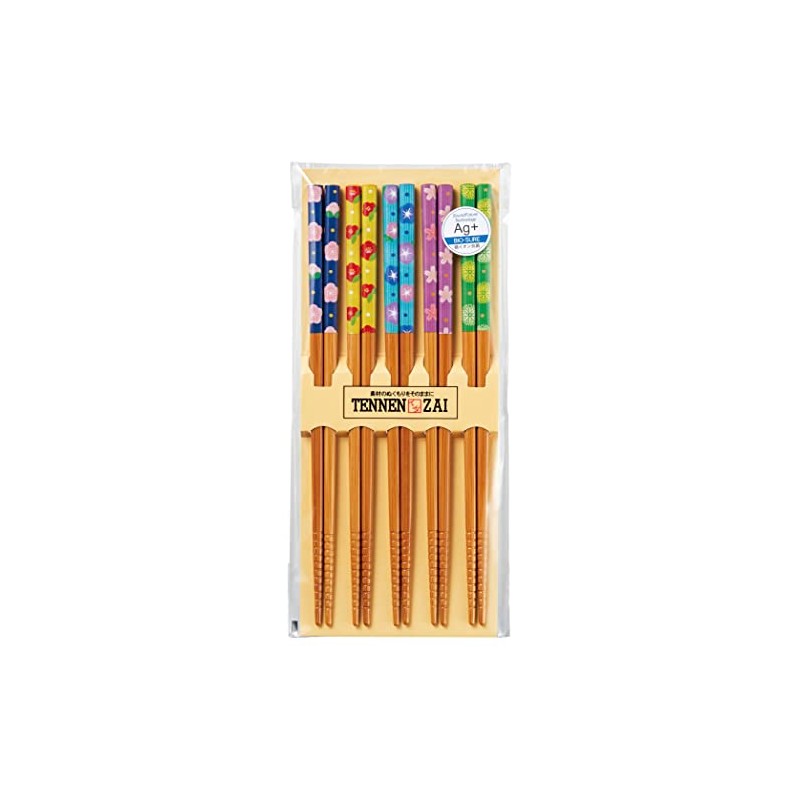 Ishida 67196 Chopsticks Silver Ion Antibacterial Flower Gokoro 5 Pair