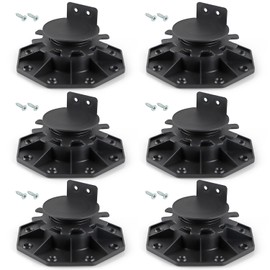 Fardtry 6 Pcs Joist Support Pedestals, Adjustable Plastic Pedestal Pavers Raising from 1-3/16" to 2-3/8", Deck Blocks Foundation with Screws for Flooring, Timber Base