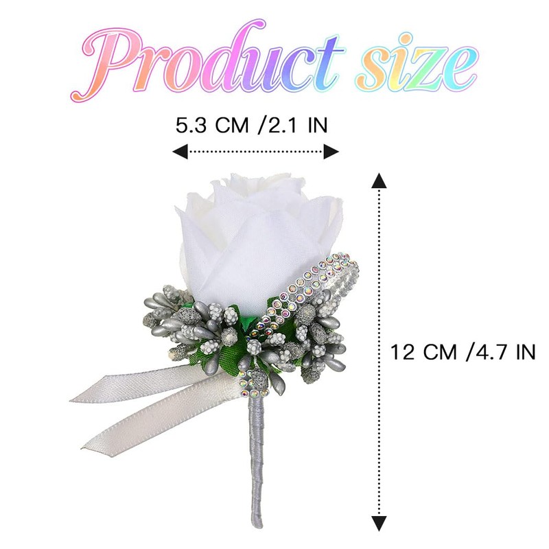 Latious Rose Wedding Boutonniere White Groom Flower Buttonholes for Men