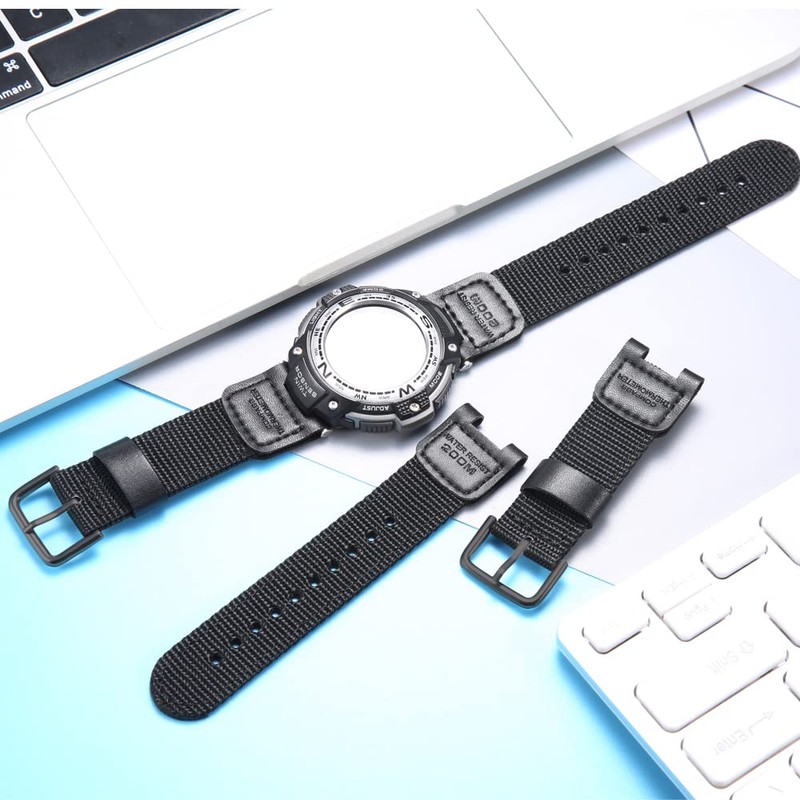 MCXGL Cloth/Leather Strap Replacement for Casio SGW-100 GW-3000B GW-3500B PAS-400B