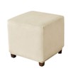 Daunkang Ottoman Cover Square Velvet Ottoman Covers Protector for Footrest