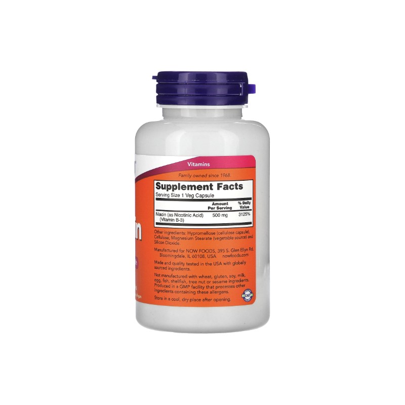 Niacin, 500 mg, 100 Veg Capsules