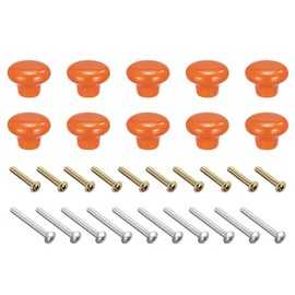 sourcing map 32x24mm Ceramic Drawer Knobs, 10pcs Mushroom Shape Door Pull Handles Orange
