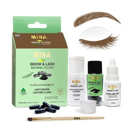 Mina ibrow & Lash Light Brown | Long Lasting (Stay up to 6 weeks) Natural Spot Colouring and Hair Tinting Powder in Capsule, Water and Smudge Proof | No Ammonia, No Lead with Up to 10 Applications