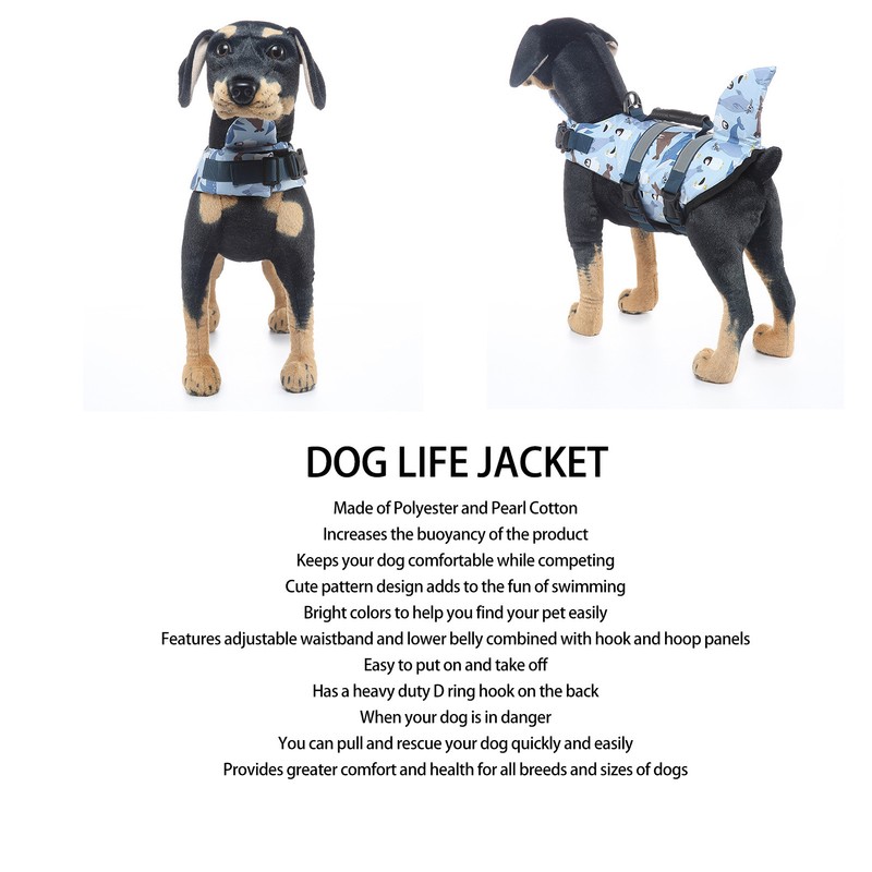 Dog Life Vest Reflective Adjustable Pet Floatation Life Jacket with
