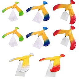 C&H Solutions 8 Pcs Cute Balancing Bird with Clear Triangle Stand (Colors May Vary)