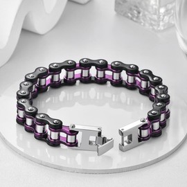 LAFATINA 8.4" Motorcycle Bike Chain Bracelets for Men Stainless Steel Link Wristband Bangle for Husband Father Grandpa Brother Masculine