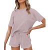 wkwmrpet Women's Waffle Knit Pjs Short Sleeve Top and Shorts