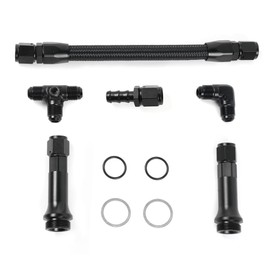 BARTOO 6AN Dual Feed Fuel Line Kit, Aluminum Alloy Fuel Line Stainless Steel Braided Dual Inlet Fuel Line Kit For Holley 4150 Carburetor,Black