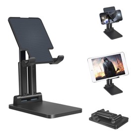 Urlixin Cell Phone Stand/Tablet Stand Foldable Extendable & Adjustable Holder for Desk, Super Sturdy Dual-Pole Support Monitor Stand Ideal to hold 4.7 to 12.9 inch Tablets/Smartphones (Black)