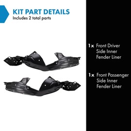 TRQ TRQ Front Inner Fender Liner Set Compatible with 2009-2013 Honda Fit HO1248132 HO1249132