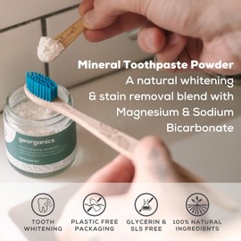 Georganics Whitening Mineral Toothpaste Powder - 120ml - Peppermint - 100% Natural Fluoride Free, SLS Free & Glycerine Free - Stain Removing & Teeth Whitening - Certified Cosmos, Vegan & Cruelty-Free