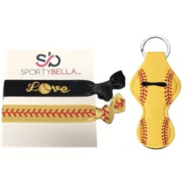 Bridas para el pelo y soporte para palillos de softbol, accesorios de softball, lazos para el pelo de las niñas, jugadores de softbol y regalos del equipo de softbol