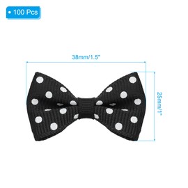 PATIKIL 1.5" Mini Bows for Crafts, 100 Pcs Grosgrain Ribbon Mini Bow Ties Printing Small Bows for DIY Sewing Hair Clips Scrapbooking Gift Decor, Black