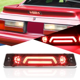 [OEM Spoiler Model] 3D LED Rear 3rd Third Brake Light High Mount Stop Lamp Compatible with Ford Mustang LX Hatchback 87-93, Black Housing Clear Lens