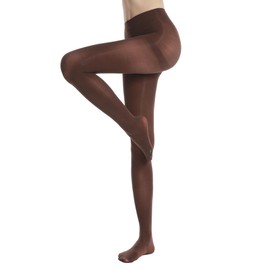 HA WA Womens Opaque Footed Tights, 70D Warm Winter Thick Sheer Pantyhose Control Top Tights for Women(T300 Coffee XL)