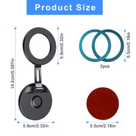 Handyhalterung Auto Magnet Autohalterung Metallplatte Selbstklebend 180°Faltung Universal Magnetische für Armaturenbrett KFZ,Home,Office (schwarz)