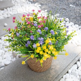 NETAP Artificial Flowers for Outdoors,Fake Outdoor Flowers 12 Bundles UV Resistant Faux Flowers for Outdoor Planters Hanging Planter Patio Window Fall Summer Decor