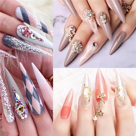 Long Stiletto False Nails,Long Sharp False Nail Tips,Easy Coffin Nails,YIMART 240pcs/box XL Stiletto False Nails Oval Stiletto Sharp Full Nail Tips Acrylic UV Gel Full Cover Nail Art Tips Decoration Nails Salon (Clear With Box)