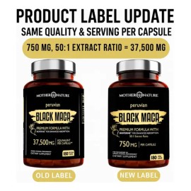 Mother Nature Maca Negra 50:1 37,500 Mg, 180 Cápsulas