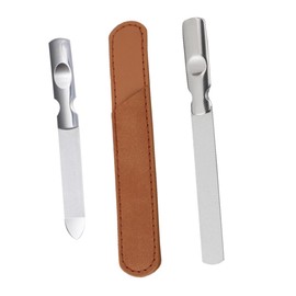 Minkissy 2sets Stainless Steel Nail Files Leather Bag Dual-Sided Nail Shaping Tools for Pedicure and Manicure Travel-Friendly